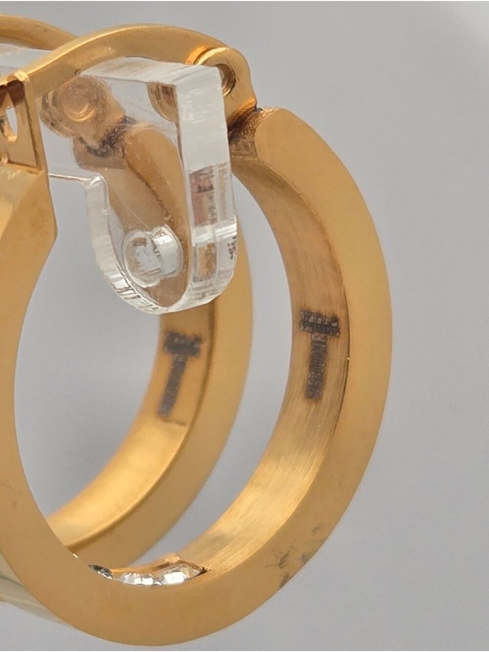 Steeltime 18K Gold Plated Stainless Steel Crystal Hoop Earrings New - Picture 5 of 15